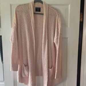 Abercrombie & Fitch Light Pink Open-Front Knit Cardigan